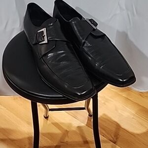 Gordon Rush Black Leather Loafers with Buckle